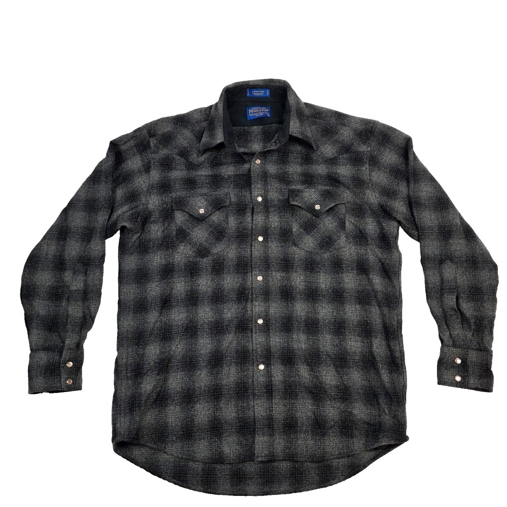 Pendleton High Grade Western Wear Shirt Pearl Snap Shadow Plaid Men Size Large